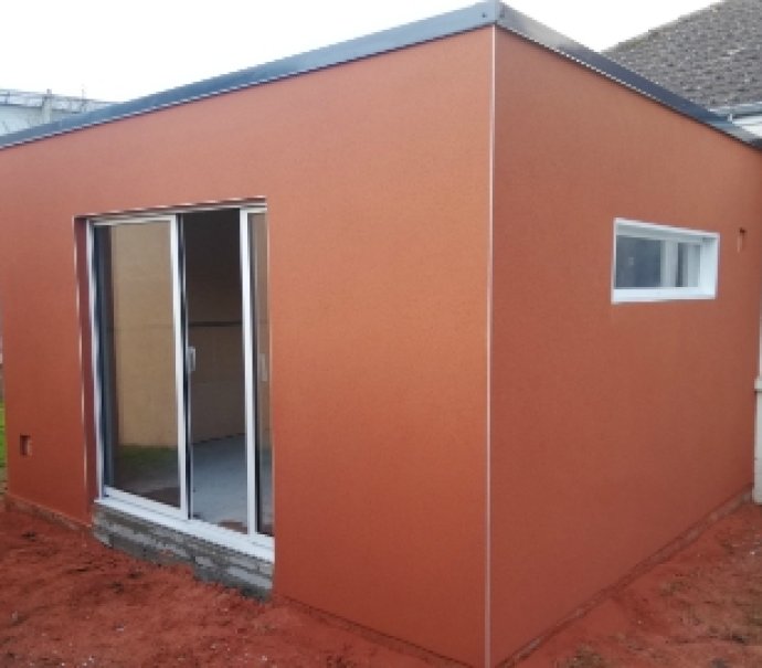 Annexe de jardin en béton enduit Toit Terrasse